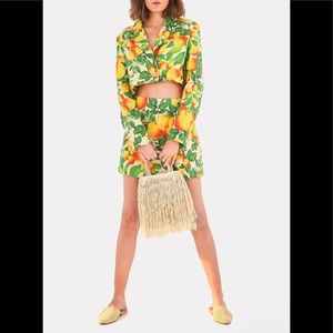 Farm Rio Orange Sands Linen Crop Jacket and Skirt Set